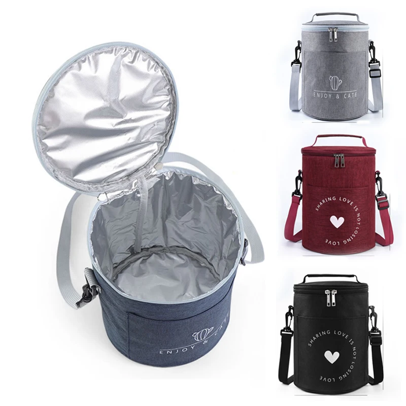 

Cylinder Lunch Bag Round Shape Picnic Bag For Women Men Food Lunch Box Outdoor Tool