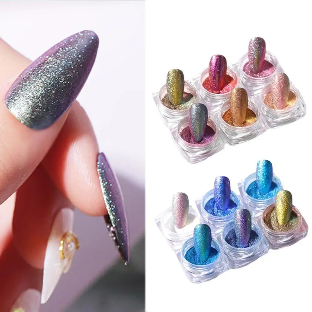 6 шт новый взрыв ногтей Блестящий цвет японский стиль наждачная бумага порошок