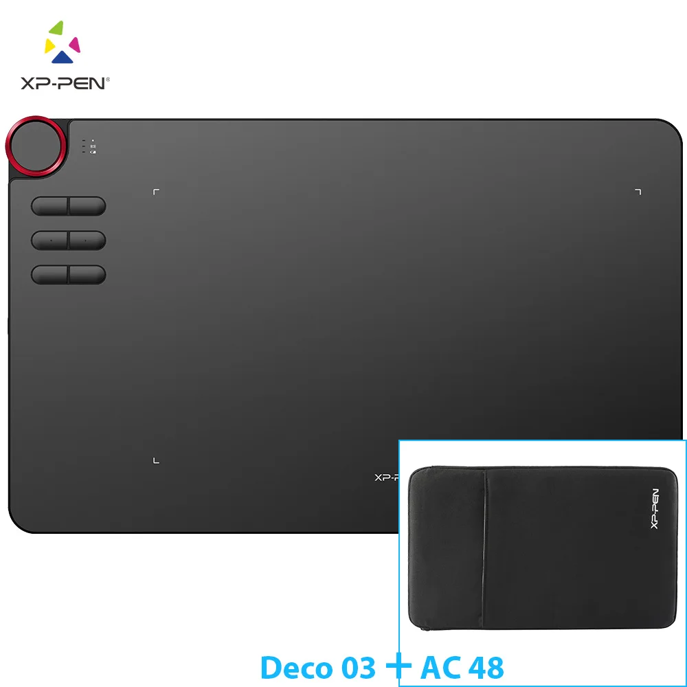 XP-Pen Deco 03 Графический Планшет для Рисования с P05 Безбатарейным Пассивным Стилусом и горячими клавишами(8192 уровней давления - Цвет: DECO03 and Case