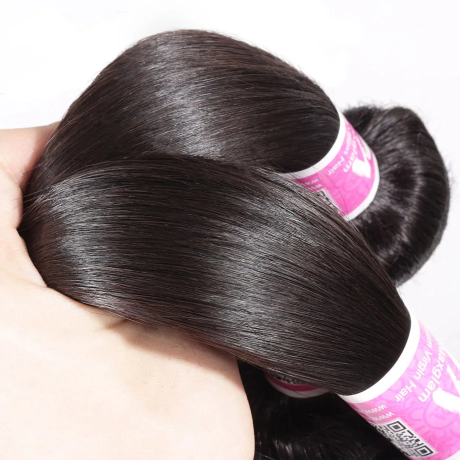 Maxglam бразильские человеческие волосы пучки с закрытием прямые 3 волос remy