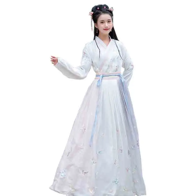 

Hanfu Women Chinese Traditional Dress Female Cosplay Costume Ancient Embroidery Hanfu White Fancy Dress For Lady Plus Size L
