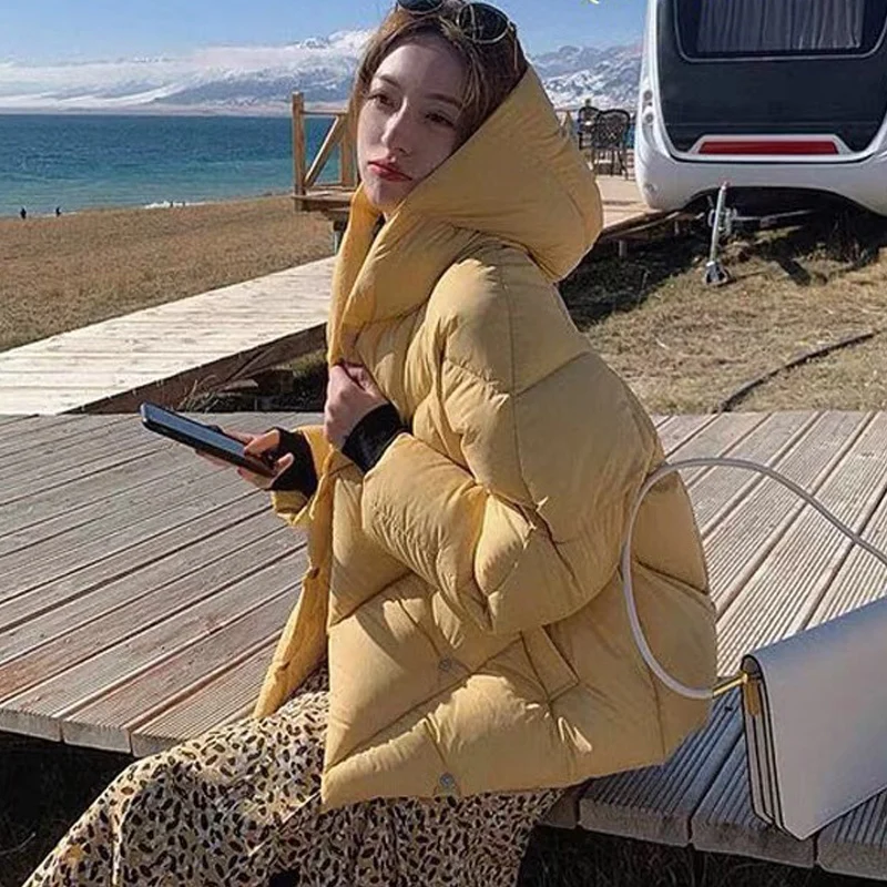 Janveny зимние 90% утиный пух парки для женщин свободный крой хлеб пуховик пальто