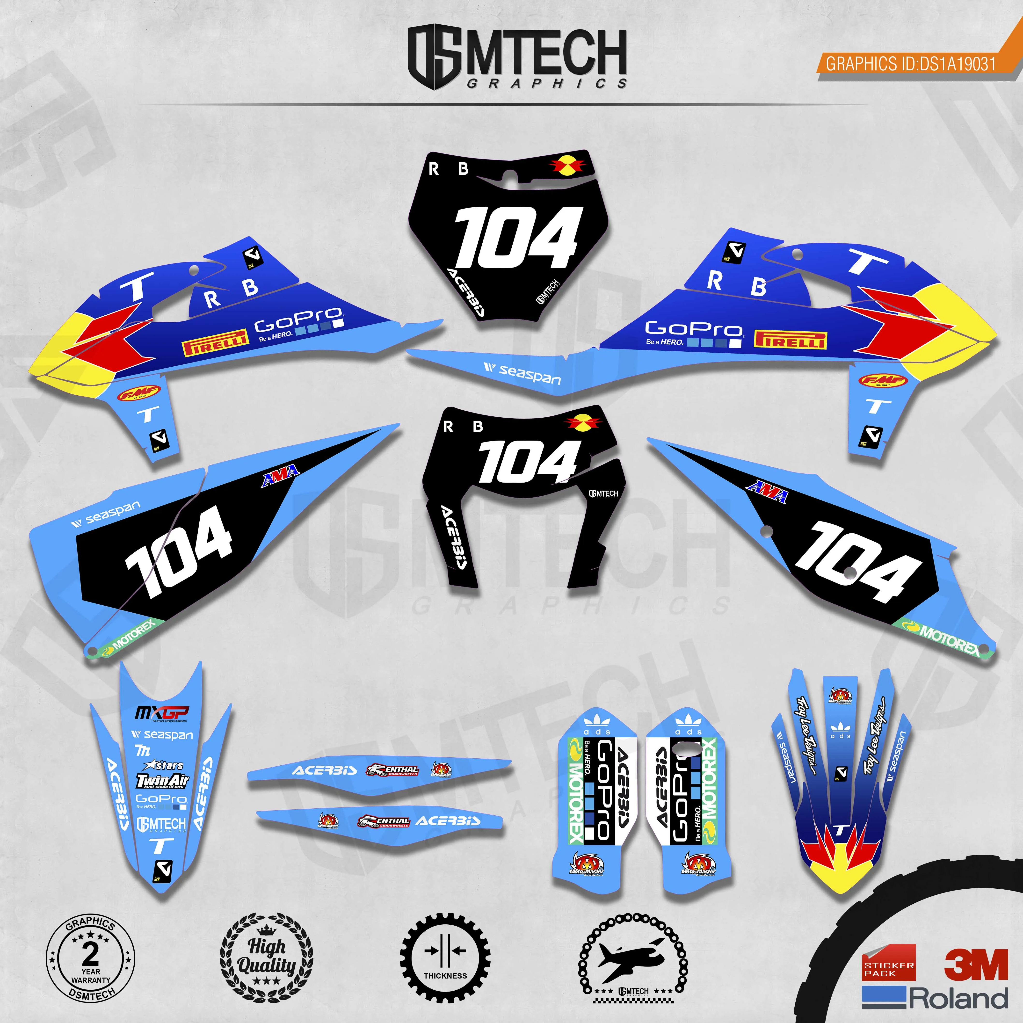 DSMTECH Customized Team Graphics Backgrounds Decals 3M Custom Stickers For 2019-2020 SXF 2020-2021EXC 031