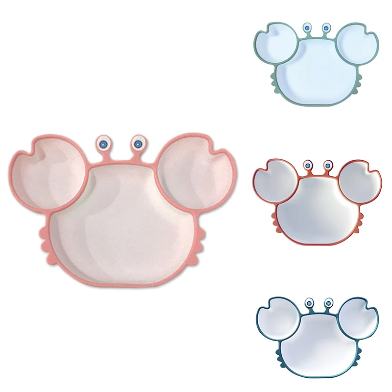 

Hot YO-Silicone Sucker Tableware for Baby Cartoon Crab Anti-Fall Dinner Plate Infant Kids Supplementary Food Bowl Soft Dishes