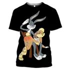 Летние футболки с 3D рисунком плохого кролика для мужчин и женщин, Забавные милые уличные хиппи Модные топы с короткими рукавами для мальчиков и девочек