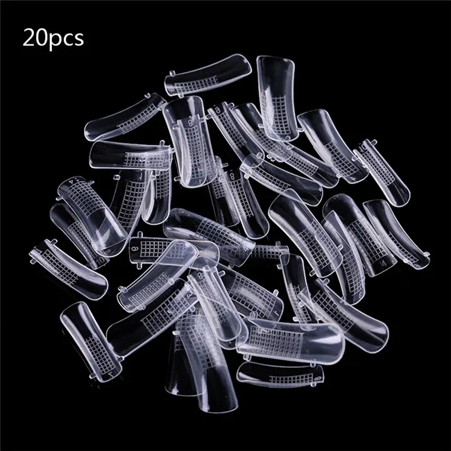 20pcs nail form Ur Sugar 20 г акриловый порошок кристалл полимер дизайн ногтей накладные кончики ногти художественный строитель розовый белый для маникюра полимерные инструменты - Цвет: 20pcs nail form