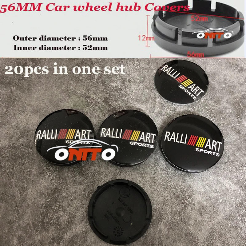 

Auto label Rims Wheels Cover For Ralliart Logo badge 56mm 2.20inch 20pcs Car Emblem Wheel Hub Cap accessories