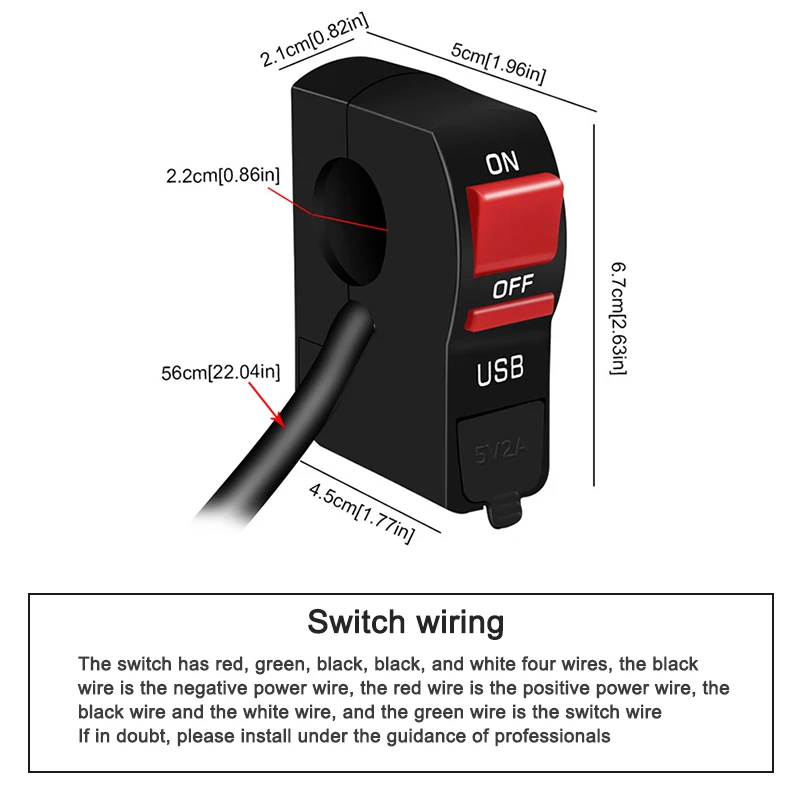 

USB-переключатель для зарядки, синий светильник, 12 В постоянного тока, пластиковая Светодиодная лампа для мотоцикла, 5 В, 2 А, b