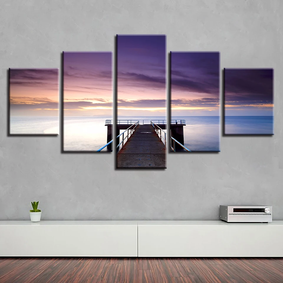 Пейзаж с изображением моря пляжа восход на океане Маяк Тропический 5 шт.