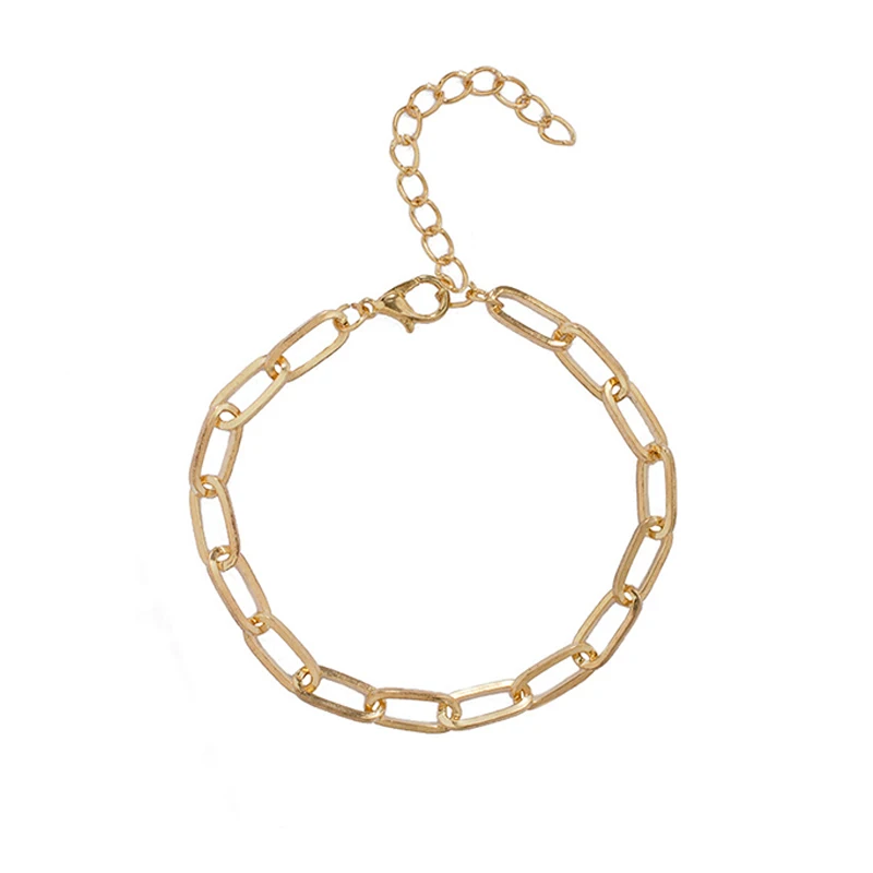 5 шт./компл. для женщин браслеты простая Золотая цепочка с геометрическим узором