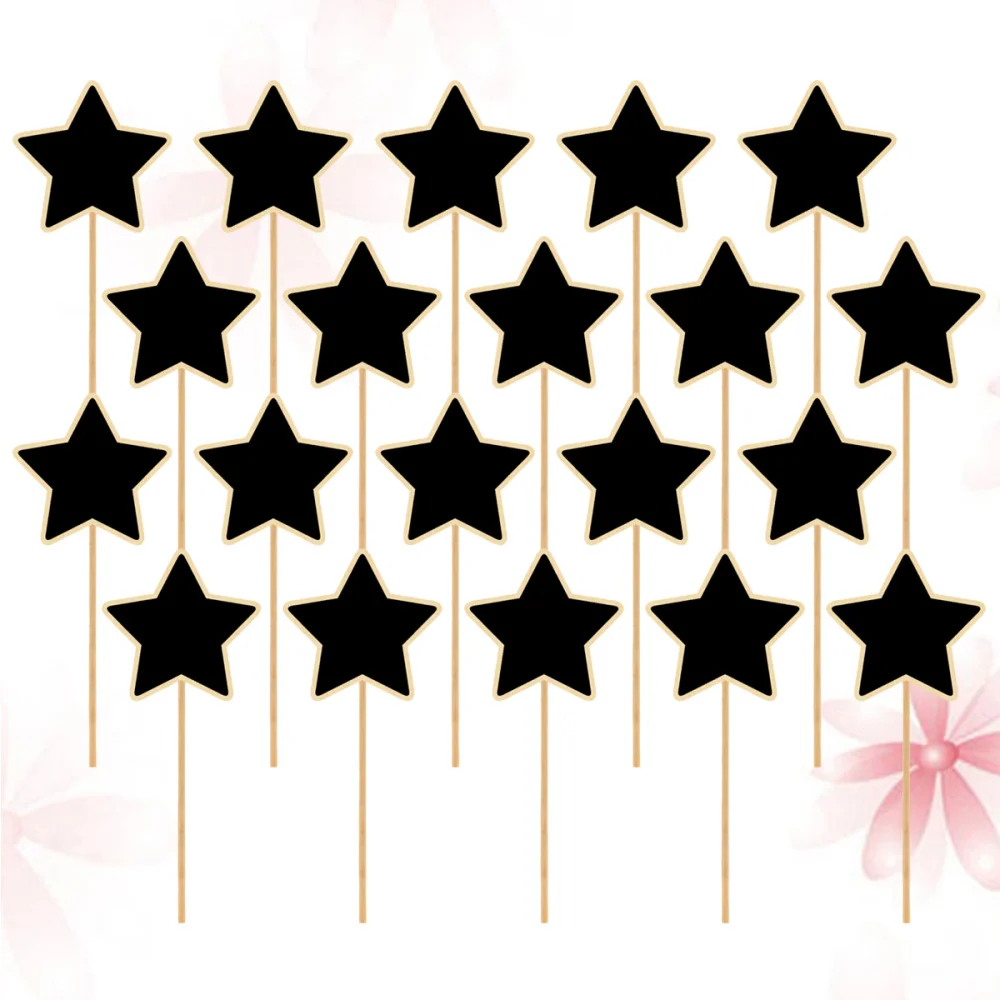 

20pcs Blackboard Toppers Wooden Message Board Chalkboard Signs Garden Plants Tags Garden Markers Label (Black)