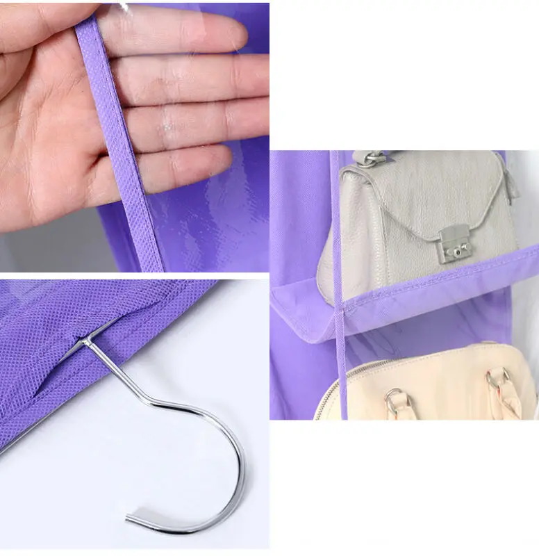 Non-woven Fabric Hanging Storage Bag 6 Pocket Transparent Double Side Closet Foldable For Organize | Багаж и сумки