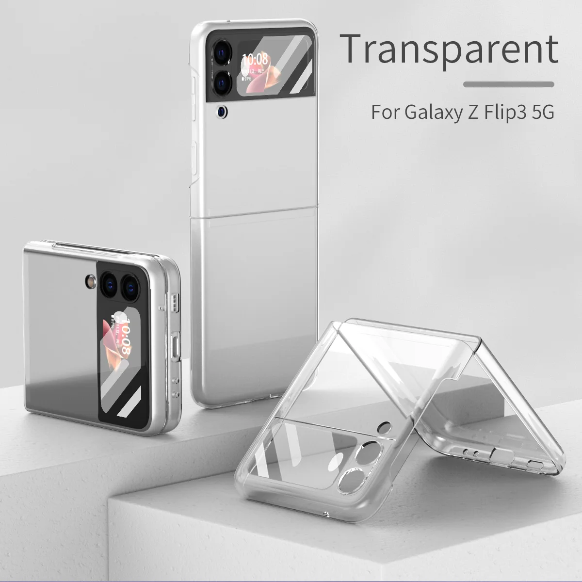 

Ultra Thin Transparent Phone Case Skin for Samsung Galaxy Z Flip 3 5G Hard Plastic Slim Shockproof Protective Back Clear Cover