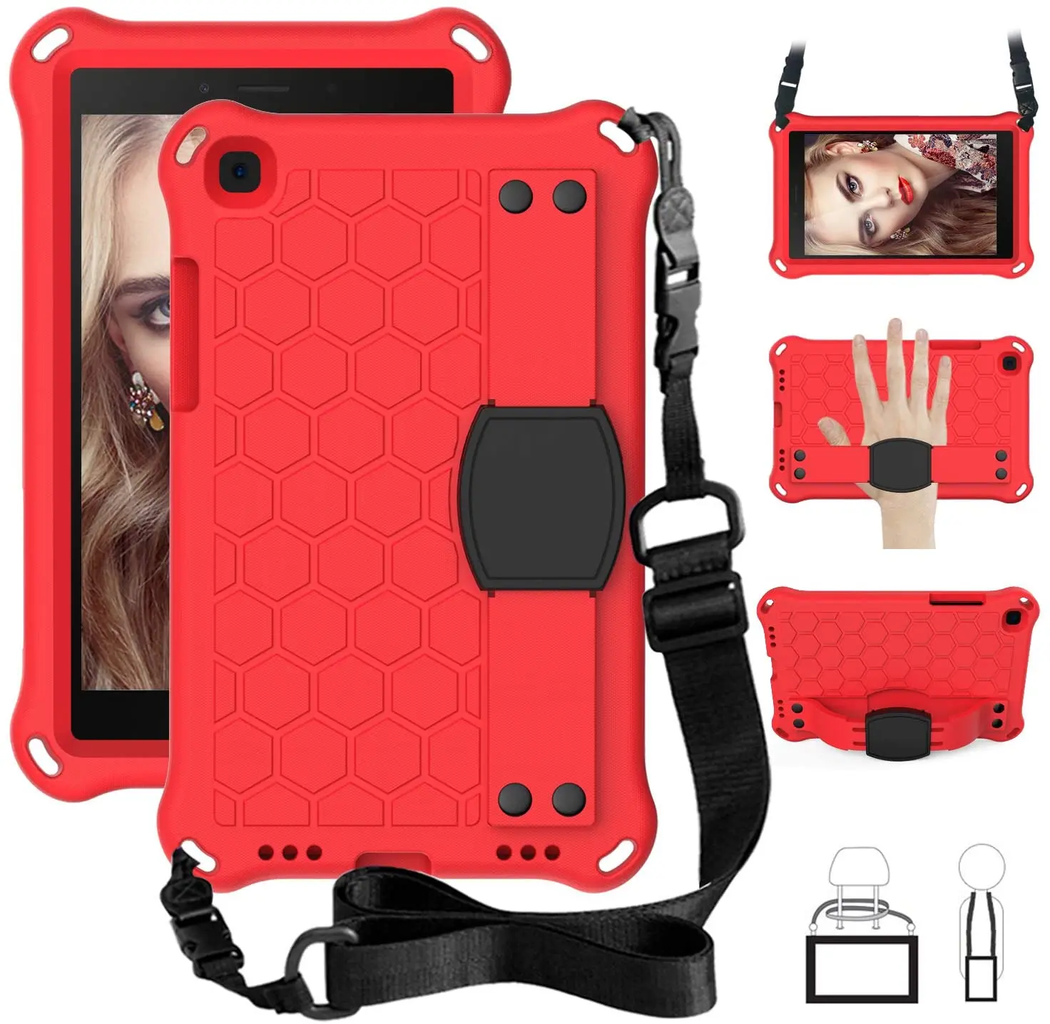 

Для Samsung Tab 8,0 дюймов 2019 чехол SM-T290 T295 T297 для тяжелых условий эксплуатации противоударный ручной плечевой ремень EVA Прочный Дети Защитный чехо...