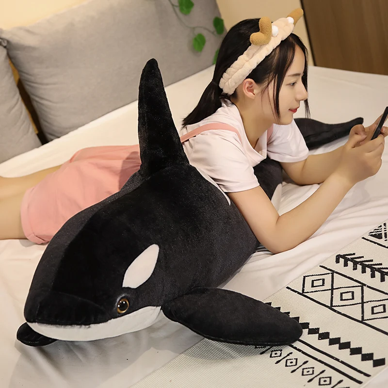 50/75CM Simulation Killer Whale Plush Toys Stuffed Orcinus Orca Fish Doll Shark Cartoon Soft Sleep Pillow Kids Girls Baby Gift images - 6