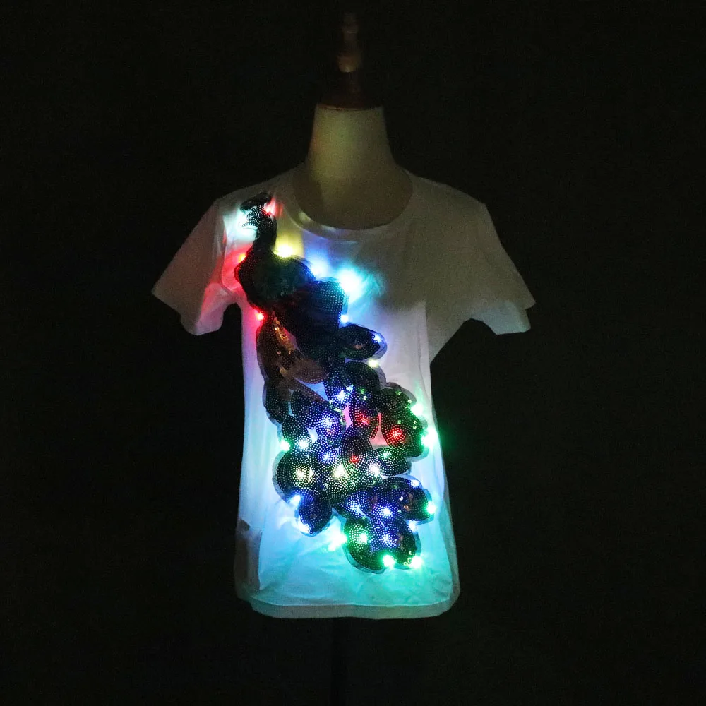 Горячая Распродажа светодиодный футболка вечерние рок диско DJ со звуковым