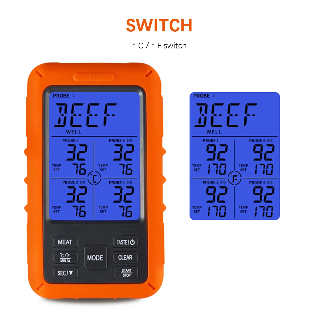 

Digital Meat Thermometer TS-TP40 Grill Oven Kitchen Thermomet 100M Remote Wireless With Timer 4 Probes For BBQ Food Oven Smoker