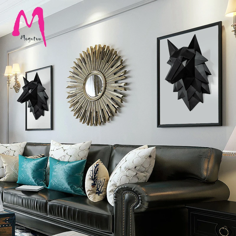 MGT ручная работа полимерная статуя 3D абстрактная голова волка украшения