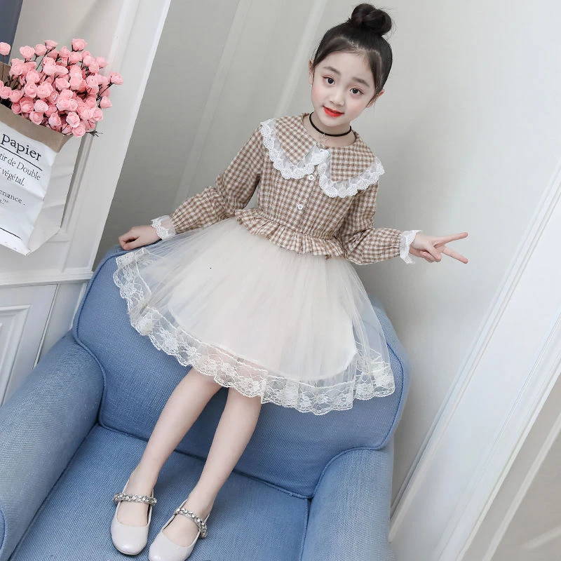 Платье для девочек весенне-осеннее платье с длинным рукавом свадебной вечеринки