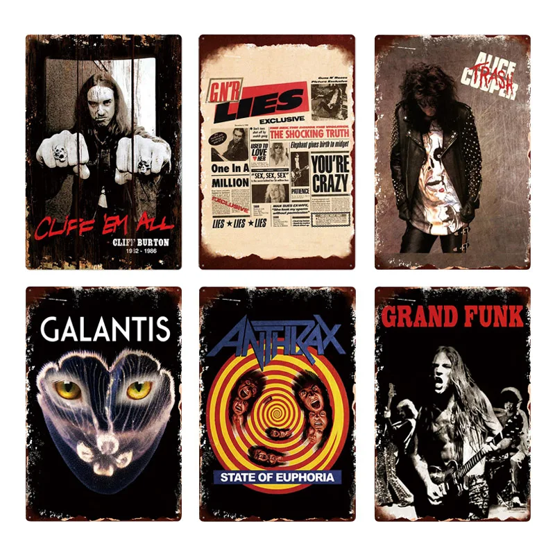 Rock Band Metal Sign Poster Tin Plaque Music Singer Vintage Wall Plate Bar Pub Club Decor Retro Home | Дом и сад