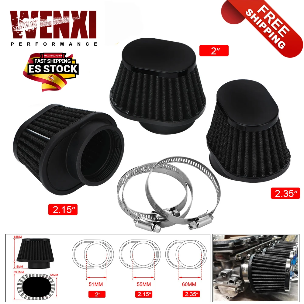 

Free Shipping Motorcycle Air Filter 51mm 55mm 60mm Universal for Motorcycle and Racing Car Sport Air Intake Filter