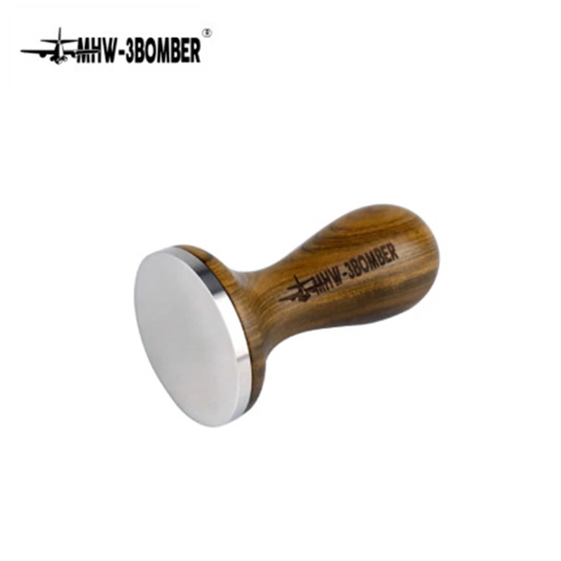 

58.5mm Coffee Tamper Stainless Steel Flat Base Espresso Wooden Handle Powder Hammer Coffee Accessories For Barista Coffeeware