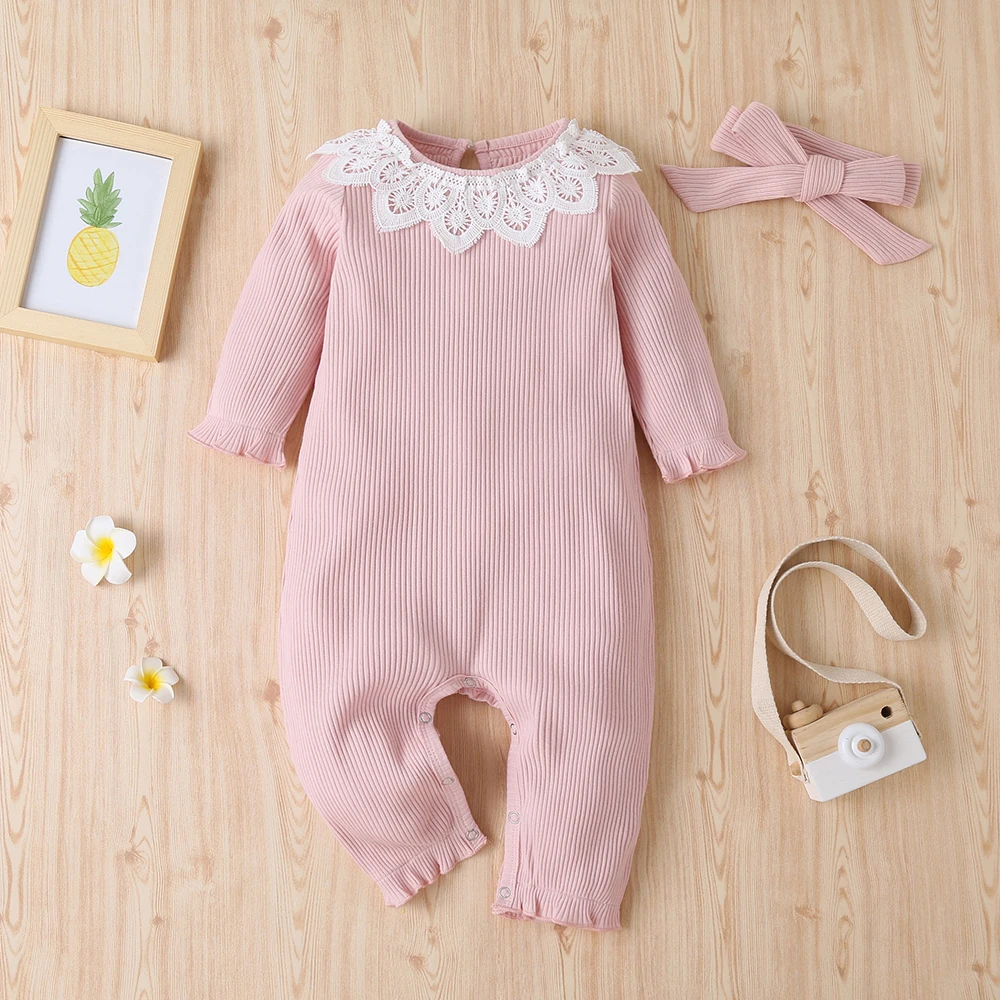 

2020 Autumn Fashion Newborn Toddler Infant Baby Girls Romper Long Sleeve Jumpsuit Playsuit Pink Outfits Rompers Children Clothes