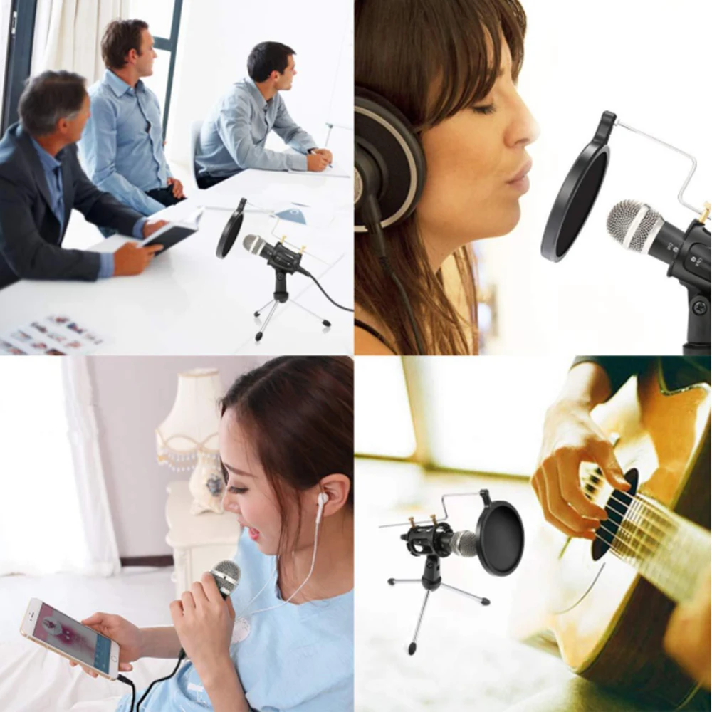 1Set Professional Condenser Microphone For Computer With Stand Phone PC Skype Studio 3.5 mm Microfone Karaoke Mic | Электроника