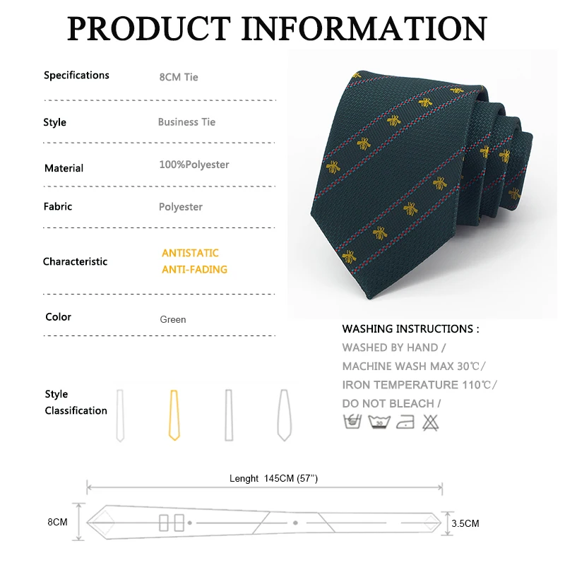 

2021 Brand New High Quality 8CM Business Dress Tie For Men Fashion Luxury Male Green Necktie Party Wedding Work Gift Box