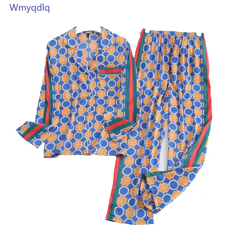 Топ Wmyqdlq новинка 2020 женская пижама женские пижамы из ледяного шелка брюки с
