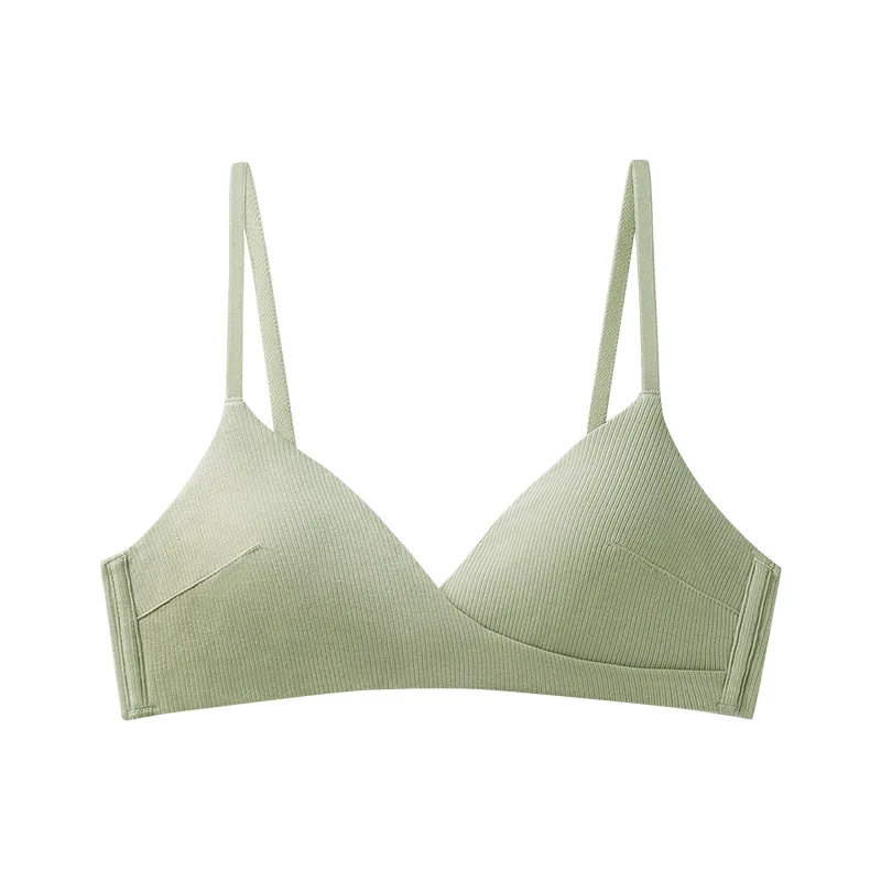 

French underwear women cross the triangle cup cotton bra no rims small chest bra Japanese girls bra bra