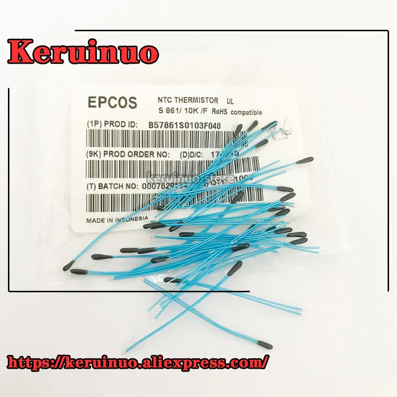 10 шт./лот B57861S0103F040 EPCOS Термистор NTC 10kohm 3988K шарик