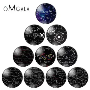 Математическое уравнение, химическая формула, 10 шт., 10 мм12 мм18 мм20 мм25 мм, круглые фото, стеклянный кабошон, демонстрация, плоская спина, фурнитура для изготовления