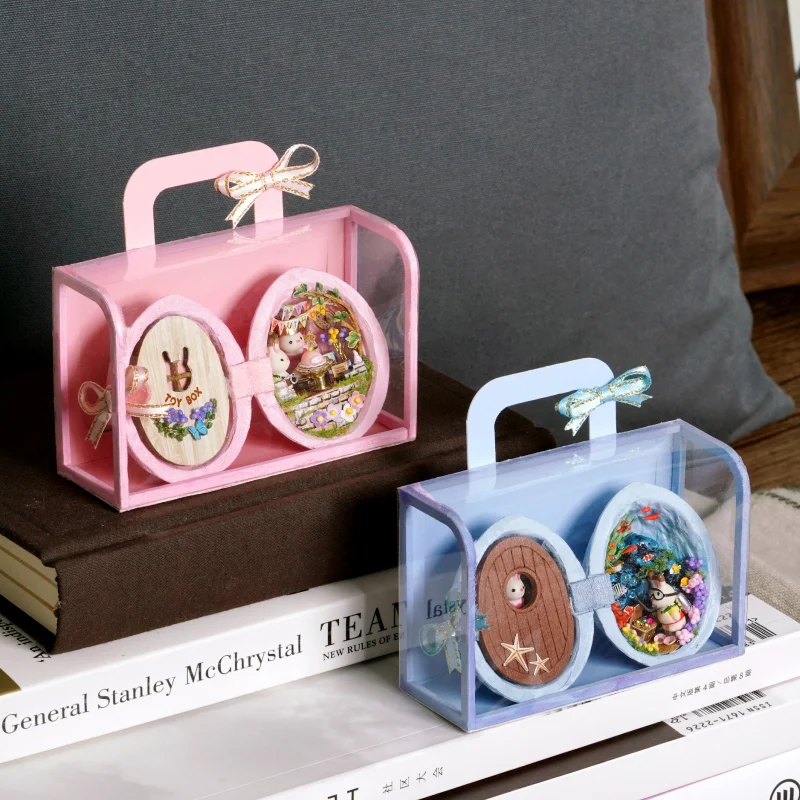 

DIY Dollhouse Simulation Furniture Miniature Walnut Seed Microscopic World Wooden Dollhouse Box Toys for Children Birthday Gift