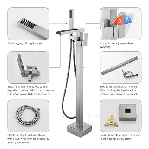 Напольный смеситель для ванны латунный ручной кран с одной ручкой напольное