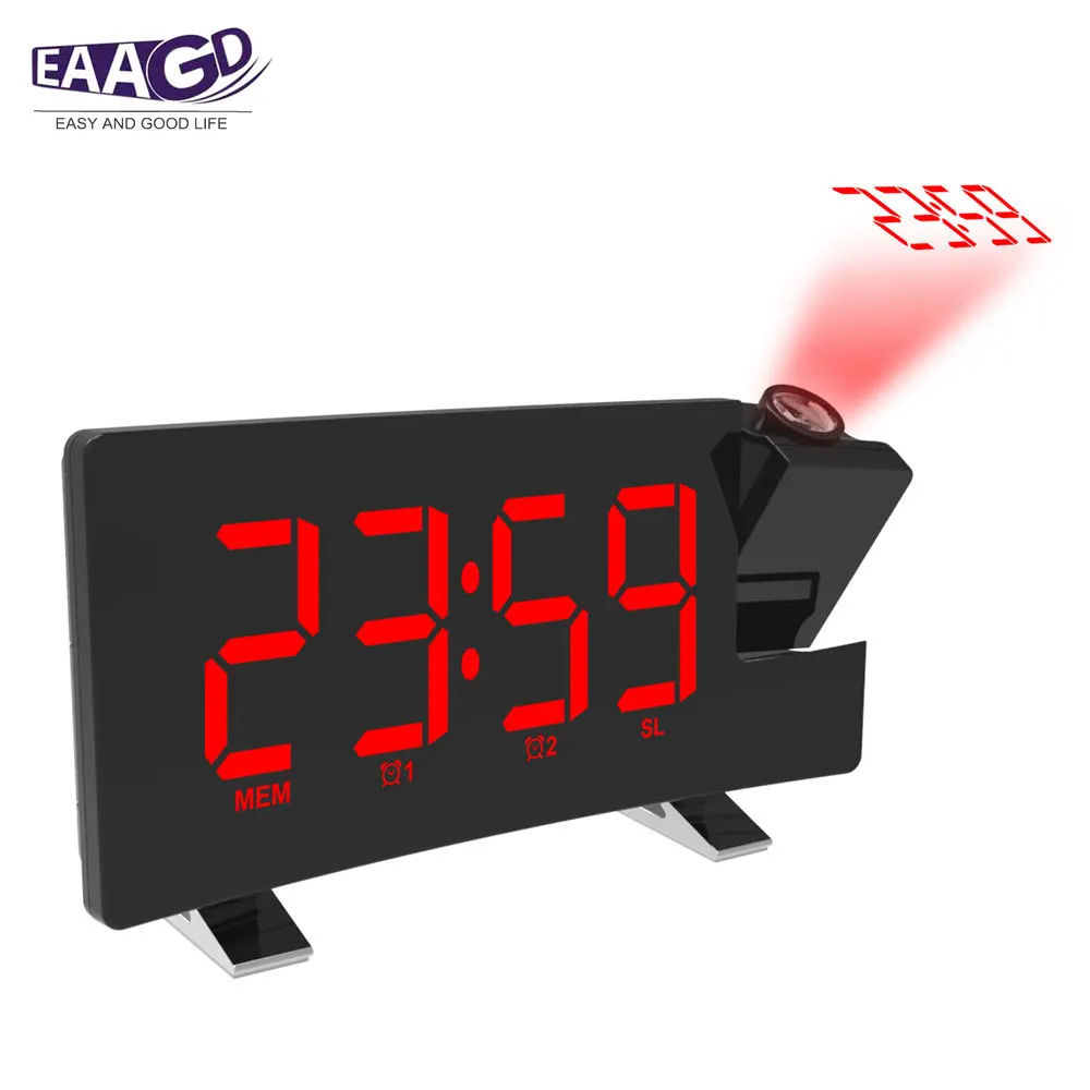 Цифровой радиоприемник с проектором будильника 1 комплект FM радио часы таймер