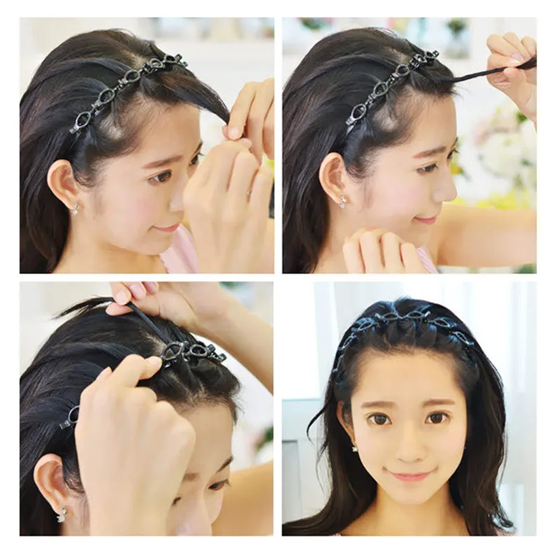 Черный зажим для волос заколка приносите обруч Многоэтажный Wisp Air Weave головной