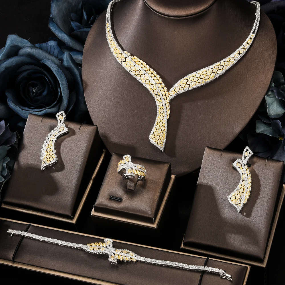 Роскошное высококачественное циркониевое геометрическое ожерелье KellyBola, браслет, серьги, кольцо, Дубайский аристократический женский свад...