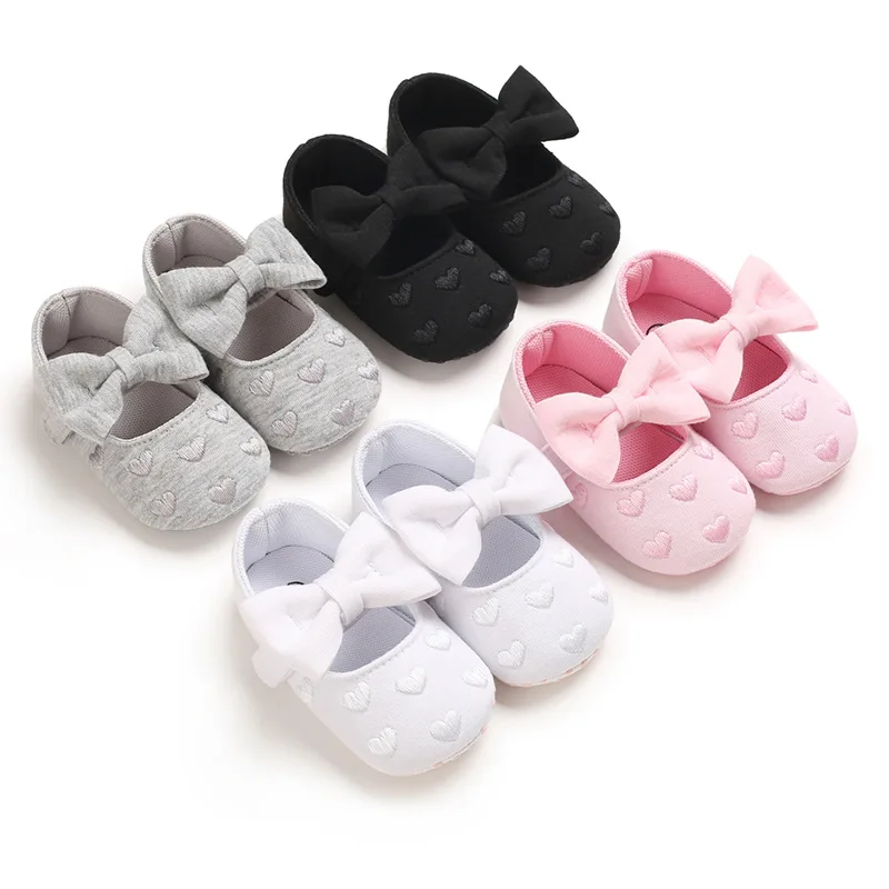 

Cotton Baby Girls Shoes Infant First Walkers Toddler Girls Kid Bowknot Soft Anti-Slip Crib Shoes 0-18 Months