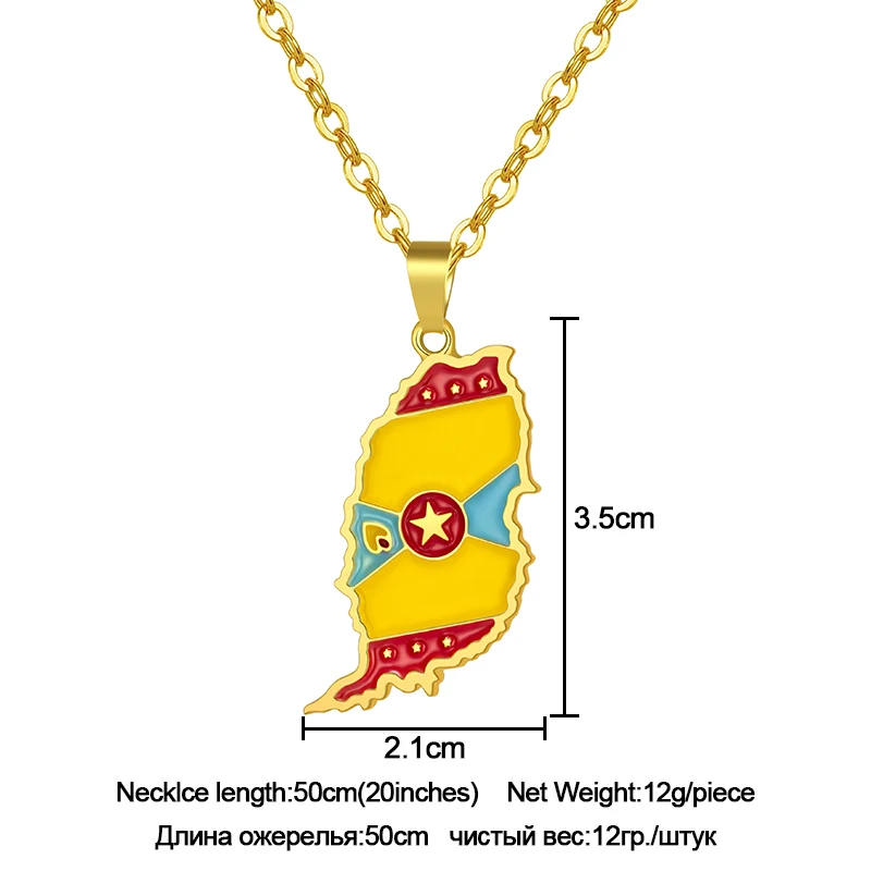Мода золотой цвет Гренада карта кулон в форме флага ожерелье и цепи из