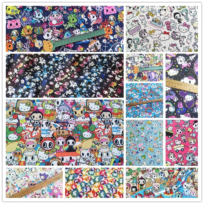 ZENGIA 50*148 см toki doki Единорог Мягкая хлопковая ткань для домашнего текстиля ручная