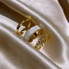 Набор колец с открытыми звеньями в Корейском стиле для женщин и девушек, модные элегантные золотые кольца, свадебные украшения, вечерние