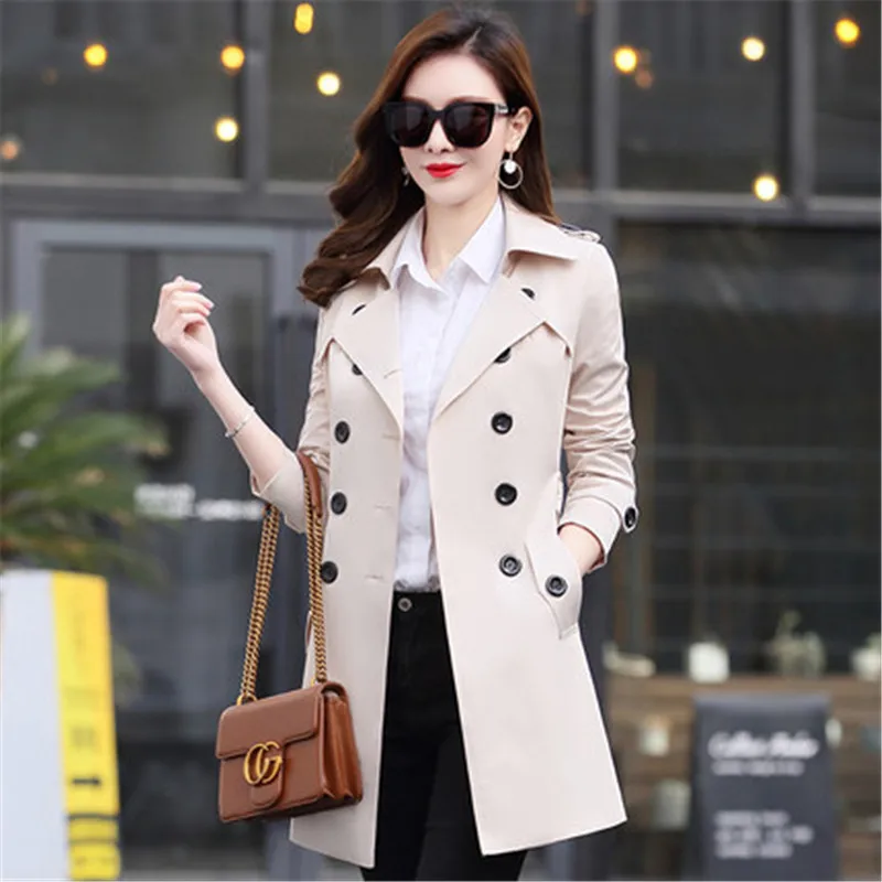 

Trench 6XL 2019 New Spring Autumn Women Korean Windbreaker Female Large Size Long section Chic Trench Coats Long trench coat 5XL