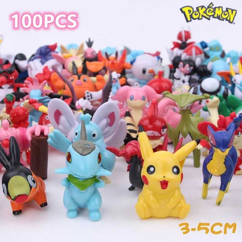 

Куклы Покемон 100 шт., креативные капсульные игрушки покемон Пикачу, маленькие украшения, коллекционные куклы из ПВХ, детские подарки на день ...