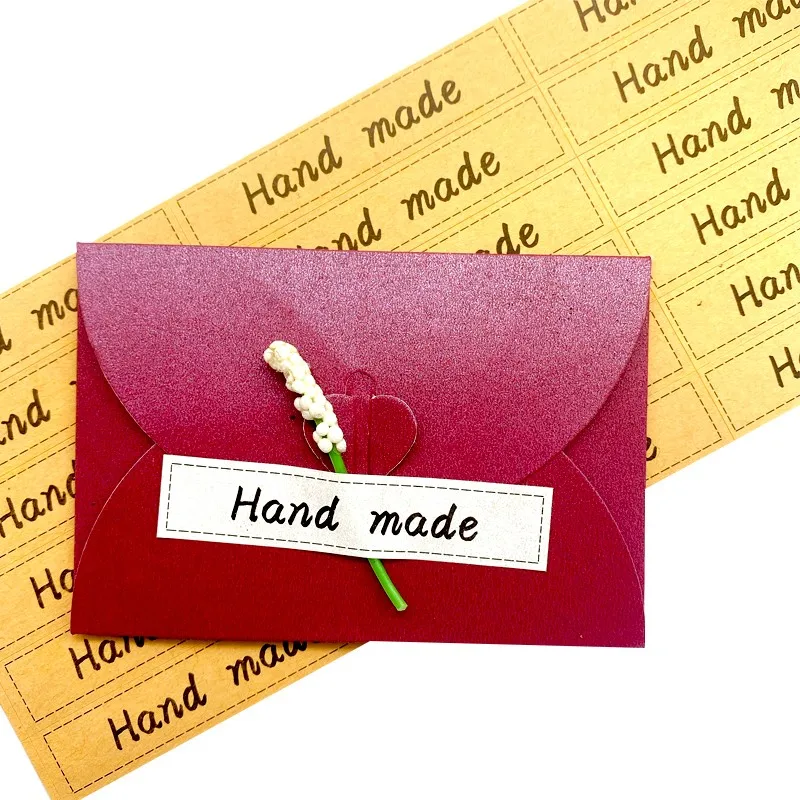 

180pcs white kraft handmade 7*1.5cm Stickers Seal Labels For handma product Wedding Scrapbooking Stickers