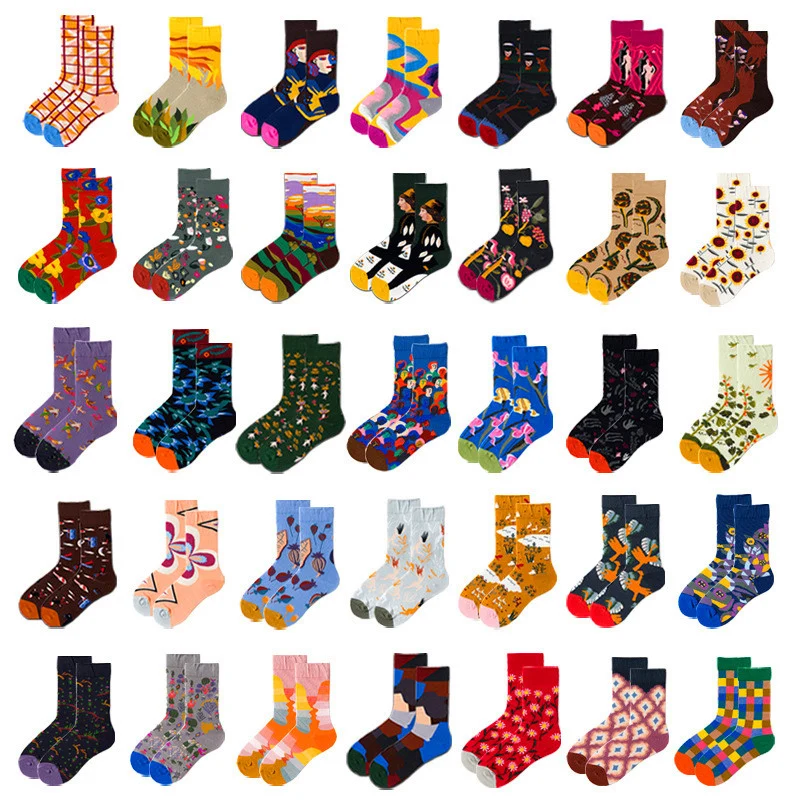 New Hot Sale Men Women Crew Socks Fashion Creative Funny Harajuku Art Socks Long Print Personalized Novelty Cotton Socks