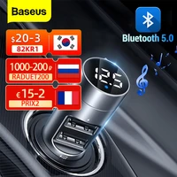 baseus fm transmitter car wireless bluetooth 5 0 fm radio modulator car kit 3 1a usb car charger handsfree aux audio mp3 player