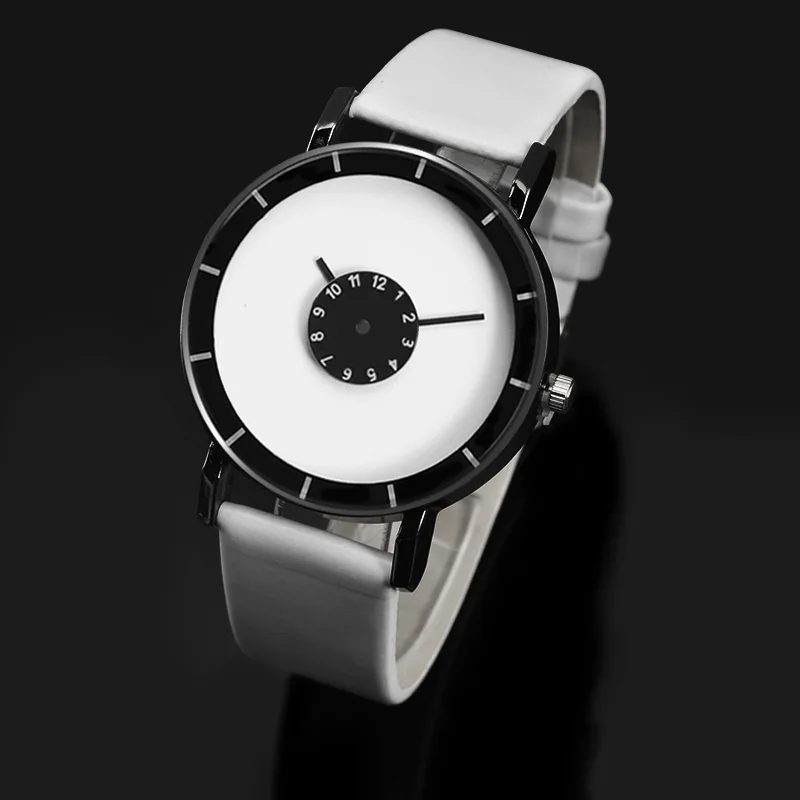 Модные креативные часы мужские кварцевые наручные с кожаным ремешком