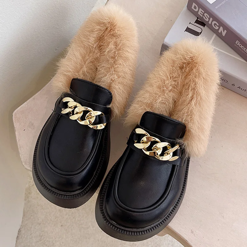 Женские меховые Туфли Мэри Джейн повседневные туфли на платформе лоферы без