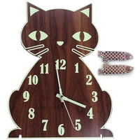 night light wall clock luminous wall clock with numerals hands glow in dark cat wooden wall clock decorative